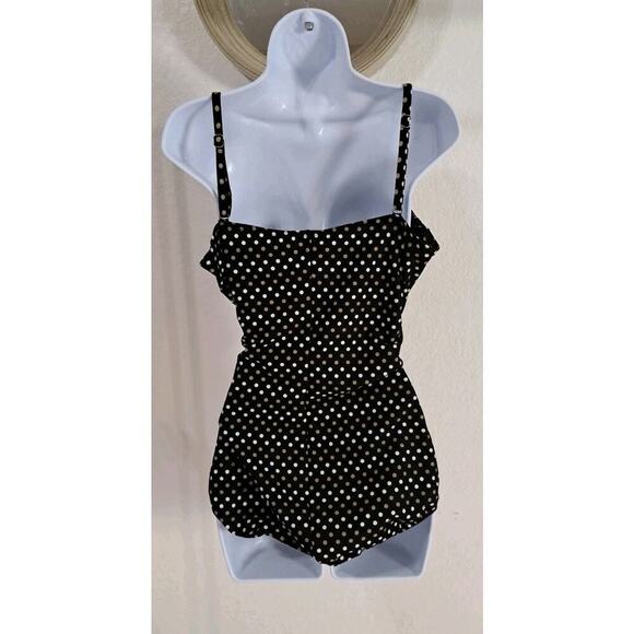 Miraclesuit Rialto 1-PC Swimsuit Spot On 16-18 Black Olive Polk-a-dot Ruched - Picture 7 of 12